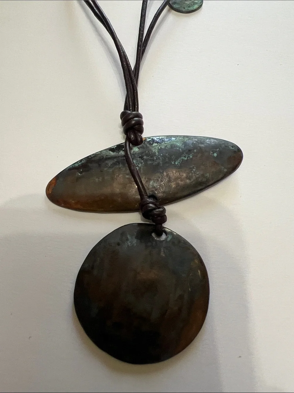 Artisan Turquoise Patina Pendant Necklace and Earring Set